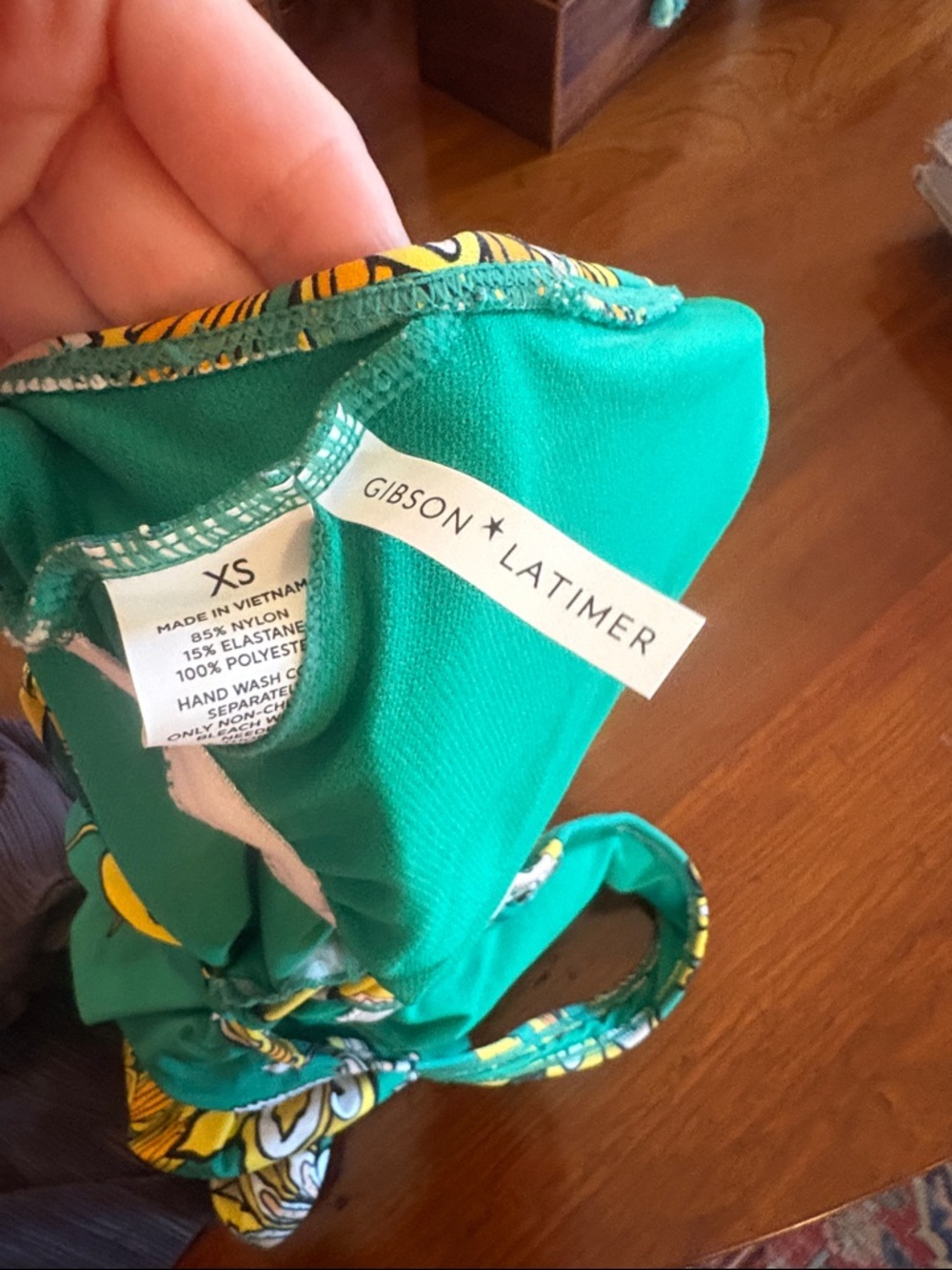 Gibson & Latimer Green Yellow Floral One-Piece Swimsuit XS - Picture 10 of 12